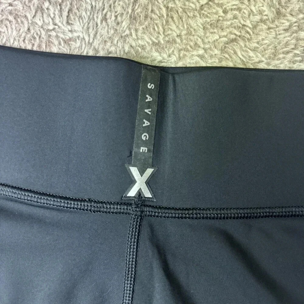 SAVAGE X FENTY Band-It High-Waist Bike Short Black Caviar/Oil Slick SZ L New - Picture 14 of 16
